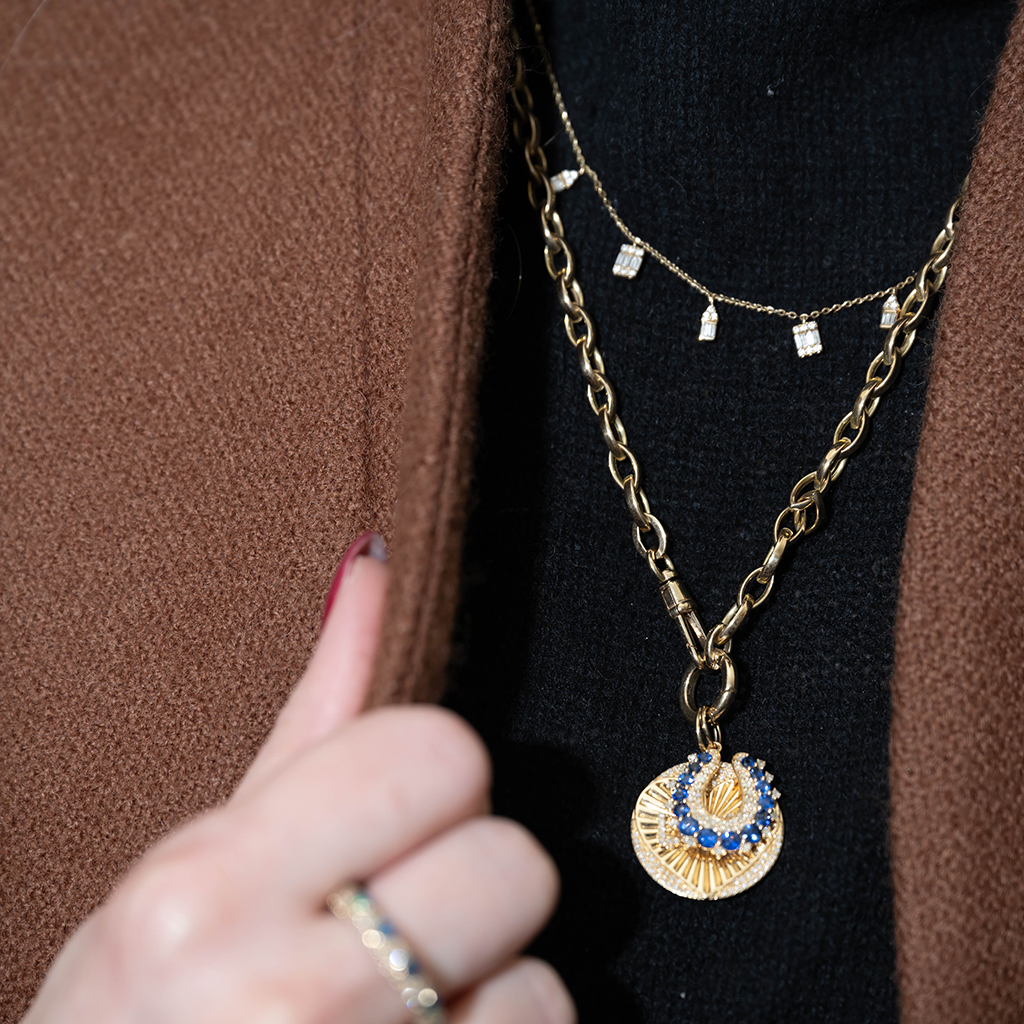 Sapphire Horseshoe Charm