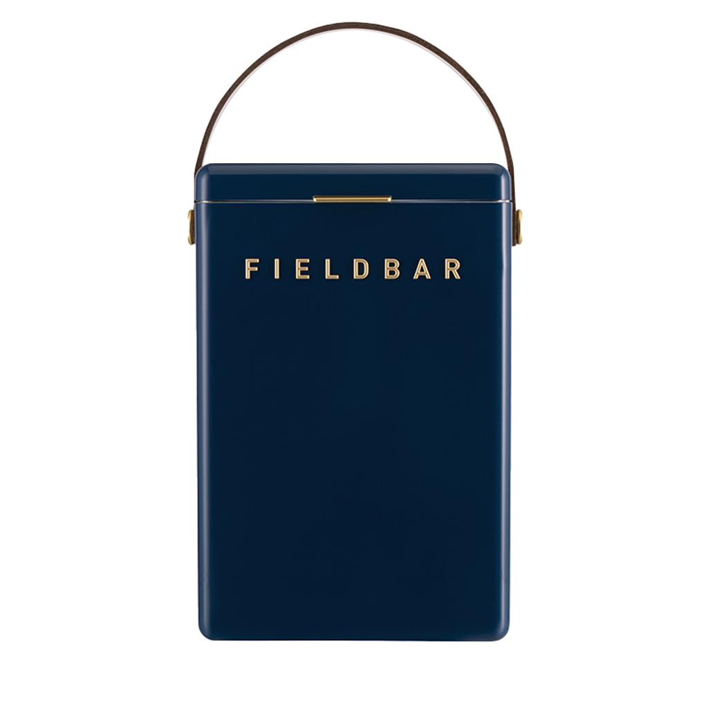Navy blue container with 'FIELDBAR' branding on a white background