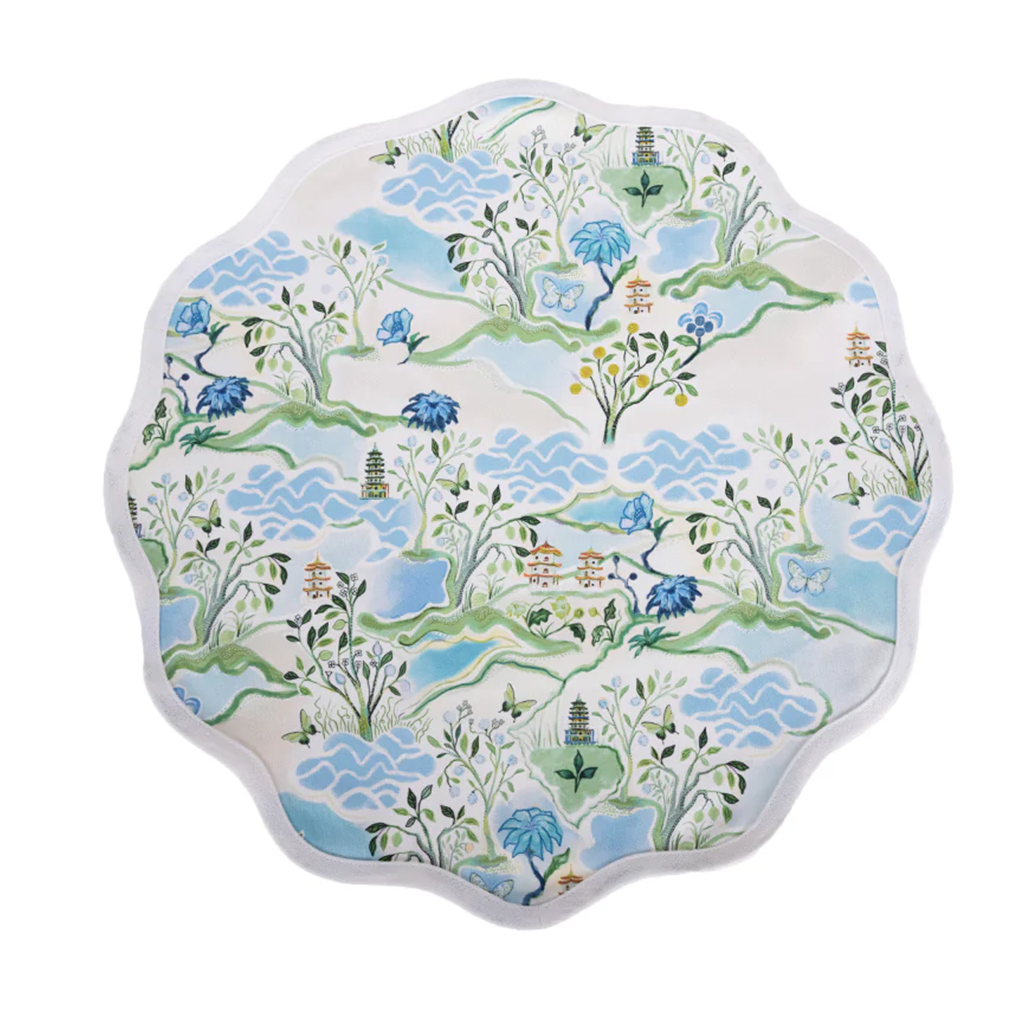 Pagoda Scalloped Placemat, Blue