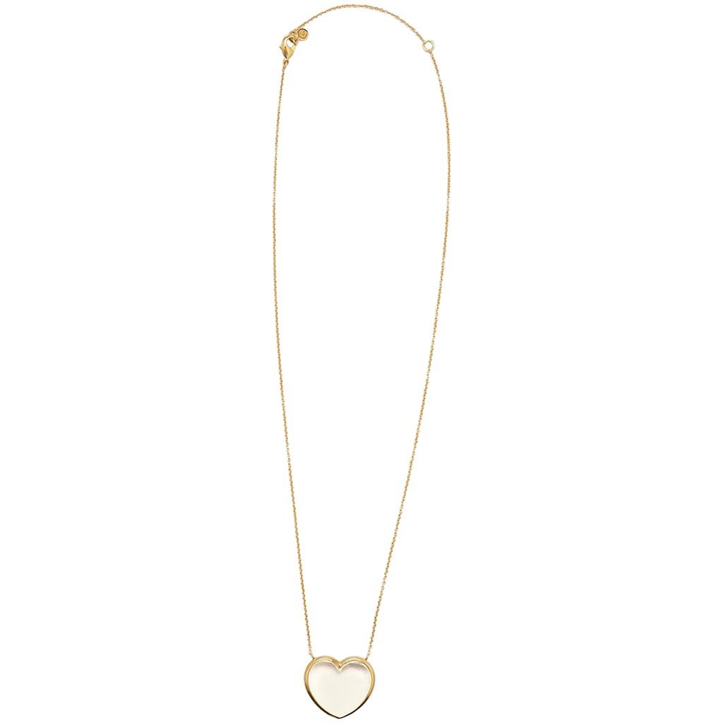 Love Necklace Front, gold thin chain with heart shaped charm