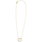 Love Necklace Front, gold thin chain with heart shaped charm