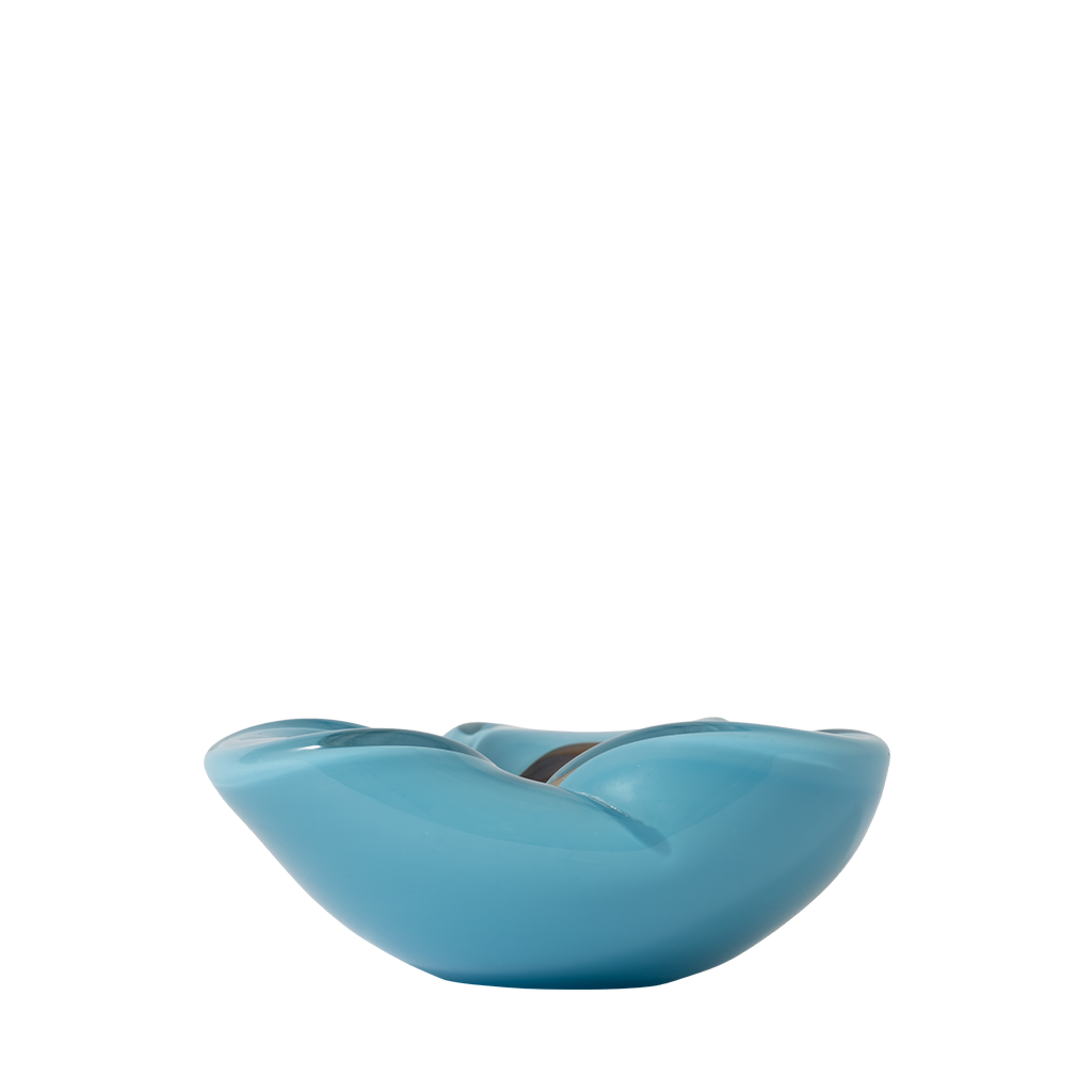Blue glass bowl on a white background