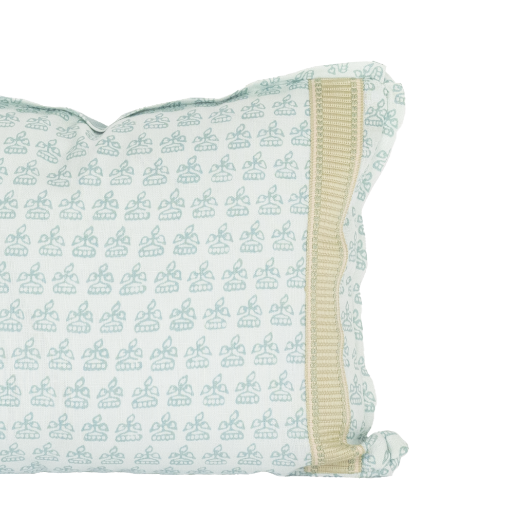 close up image of floral lumbar pillow