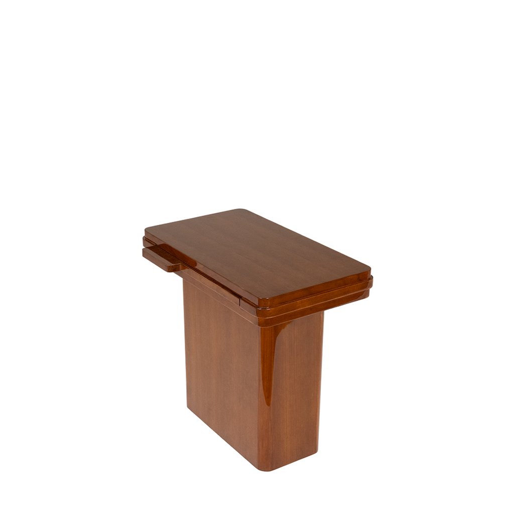 Cherrywood side table with sleek desig and pull out shelf.