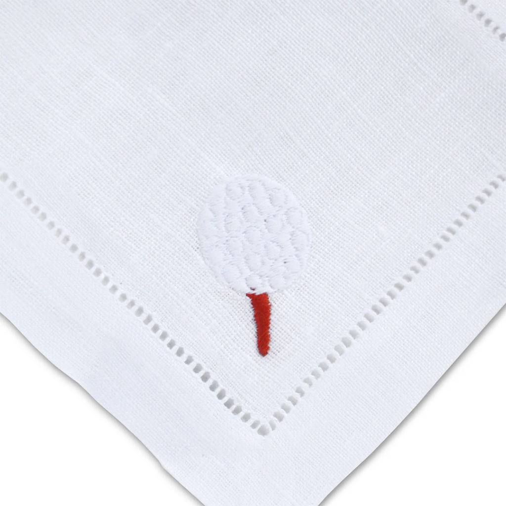golf-themed napkin close up image