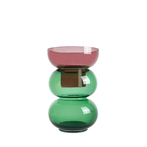 Bubble Vase: bottom is the color of emerald green and the top is a dark pink