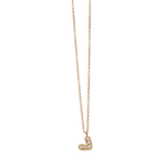 Gold heart necklace on a white background