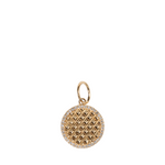 Diamond & Gold Round Textured Disc Pendant 15mm