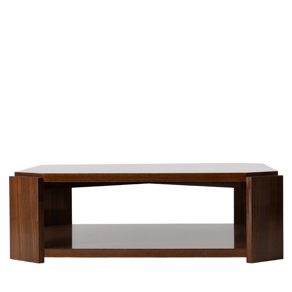 Wooden coffee table on a white background