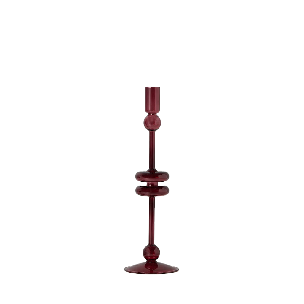 Red candlestick on a white background