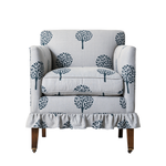 Gray armchair with tree pattern on a white background
