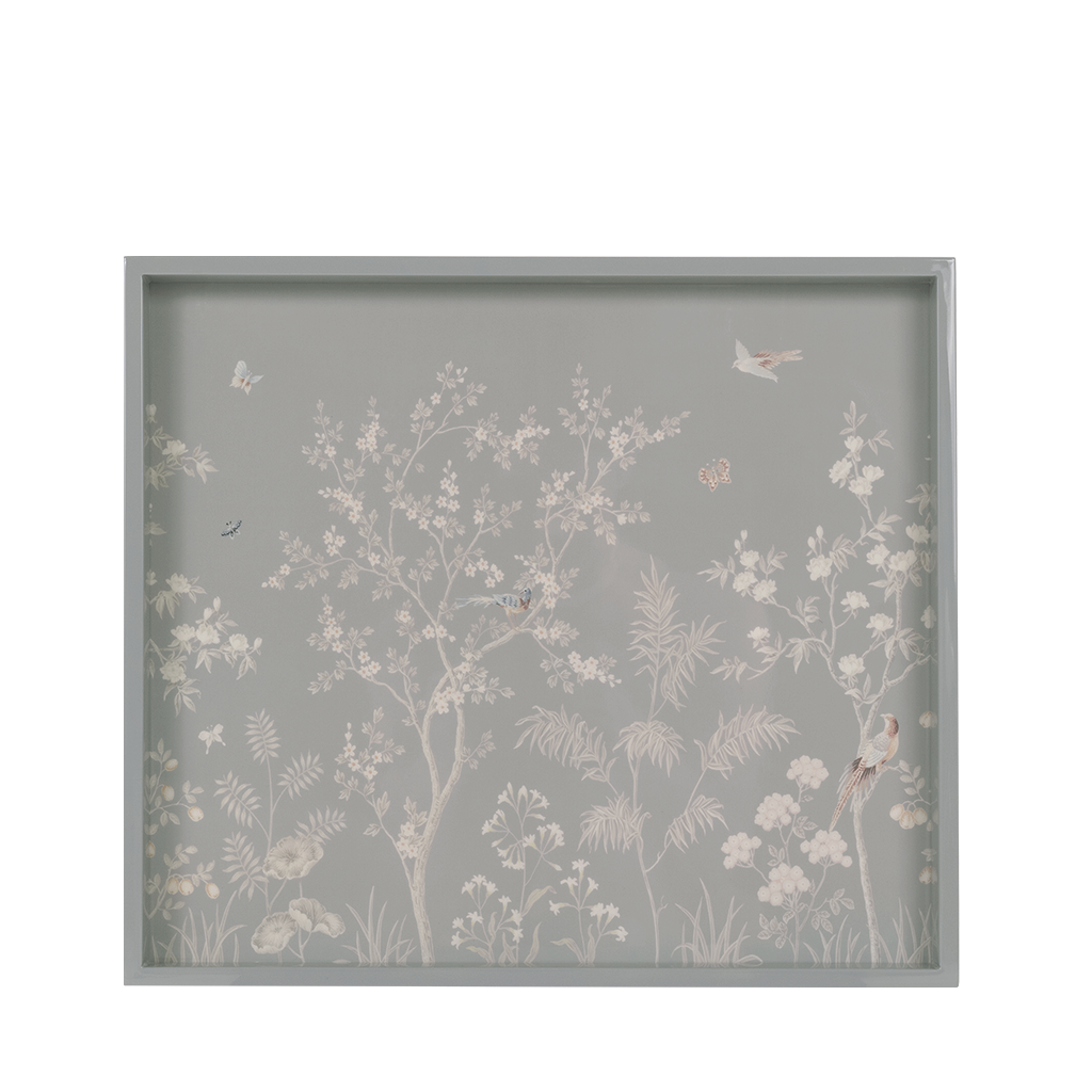 Grey Chinoiserie Tray, Medium