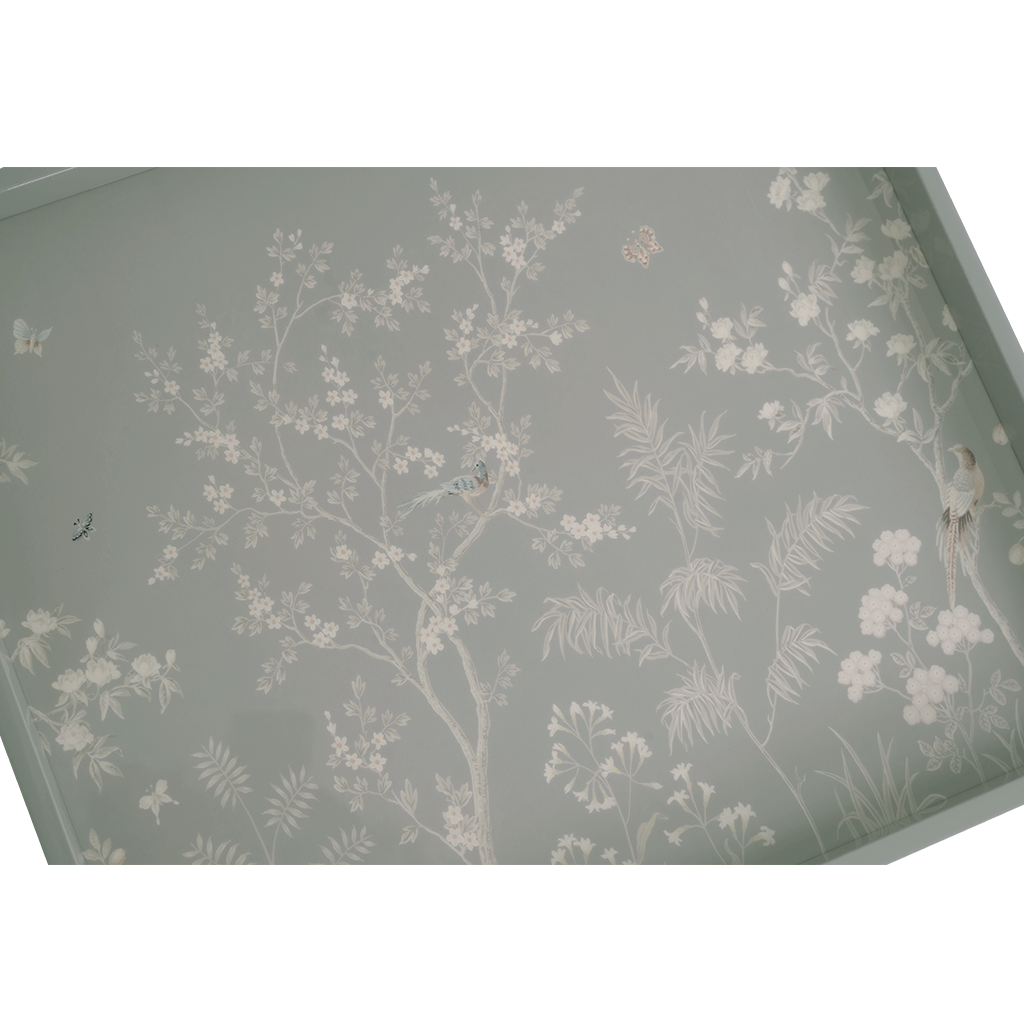 Grey Chinoiserie Tray, Medium