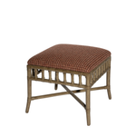 Wicker stool with a woven seat on a white background