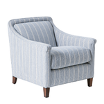 Blue striped armchair on a white background