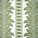 Close up of a green palm tree striped patterned tablecloth