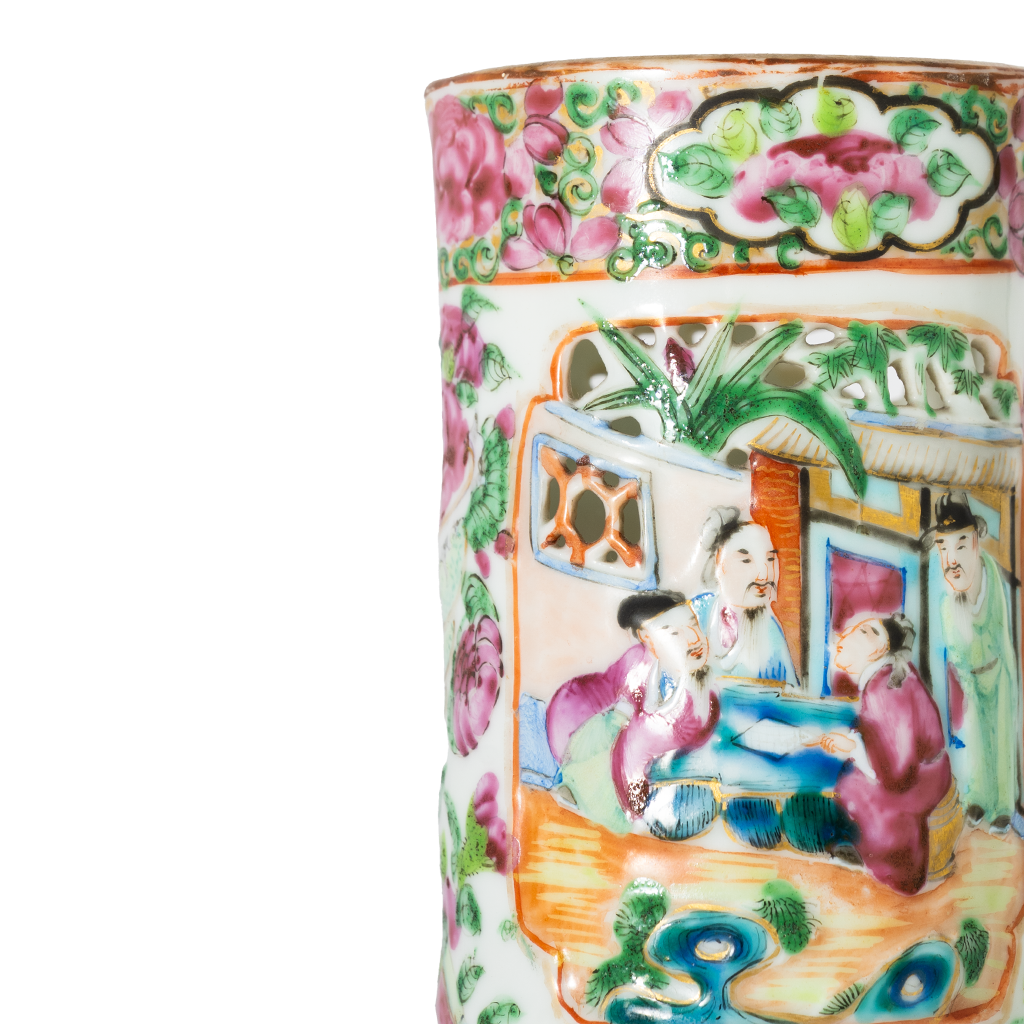 Canton Famille Rose Brush Pot
