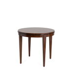 Round wooden table on a white background