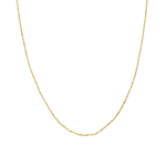 A delicate yellow gold chain necklace with a twisted, rope-like texture, displayed in a U-shape against a solid white background.