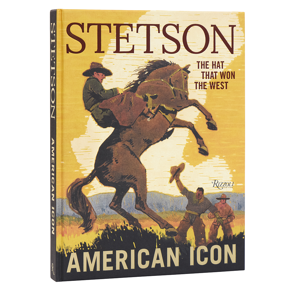 Book cover of 'Stetson: The Hat That Won the West' with a cowboy on a horse and text.