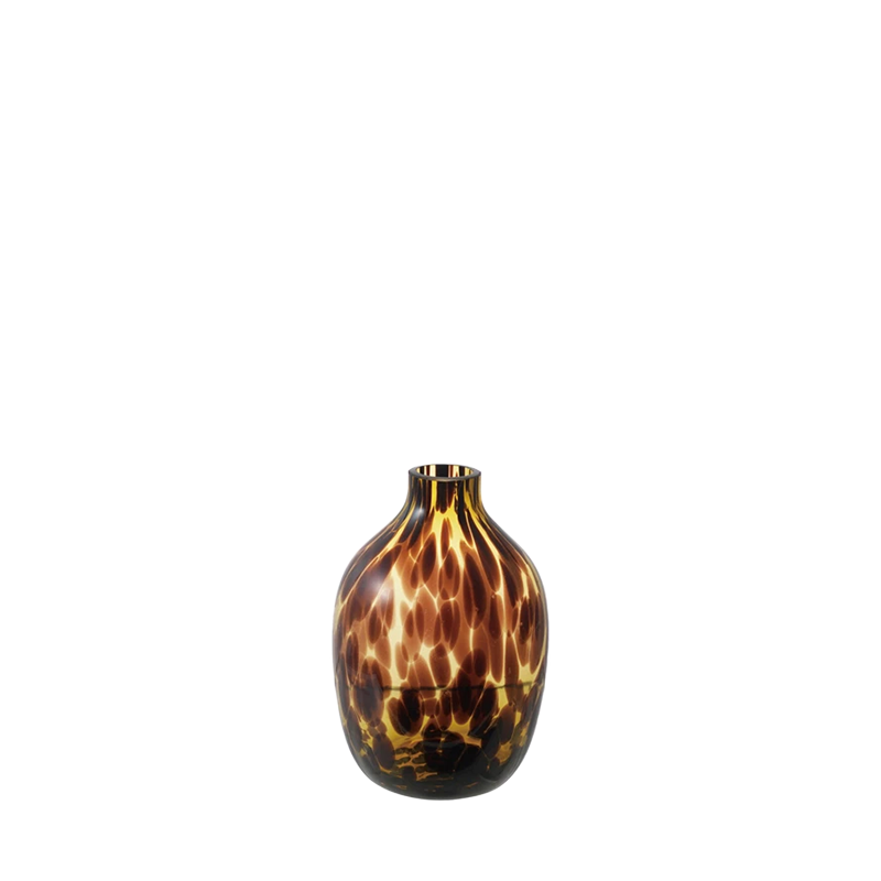 Decorative vase with tortoiseshell pattern on a white background