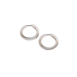 Pair of silver hoop earrings on a white background