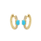 Diamond & Turquoise Huggie Gold Earrings 13mm