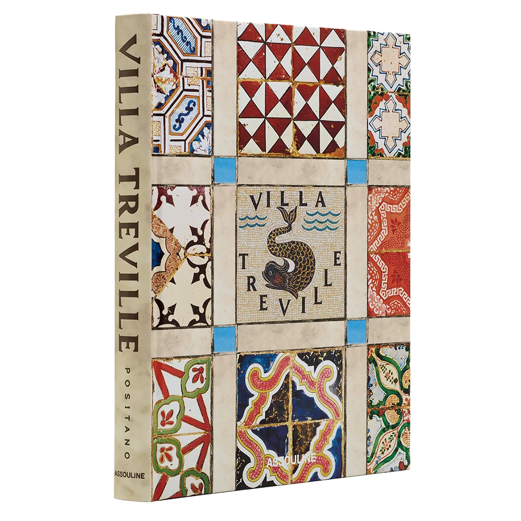 Villa Treville postcard with decorative tile design on a white background