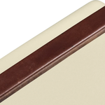 Close up image up the leather wrapped handle on the cream FIELDBAR cooler