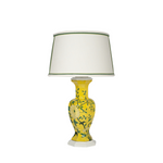 yellow lamp with white lampshade