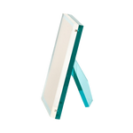 Image of a turquoise lucite frame at an angle