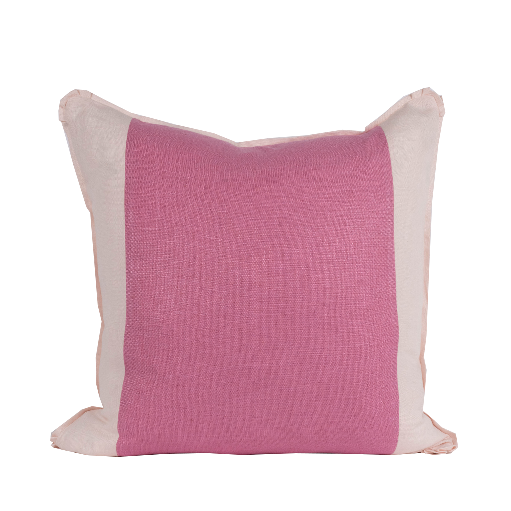 back of pink colorblock pillow