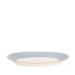 A lavender-colored Haviland & Parlon Lexington Large Oval Platter with gold detailing on the rim.
