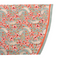round version of blue tablecloth with pink floral pattern