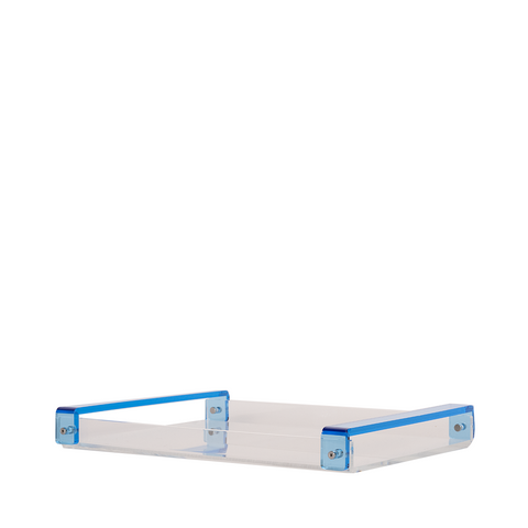 lucite tray with blue handles