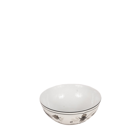 Albus cereal bowl, white with dark brown design