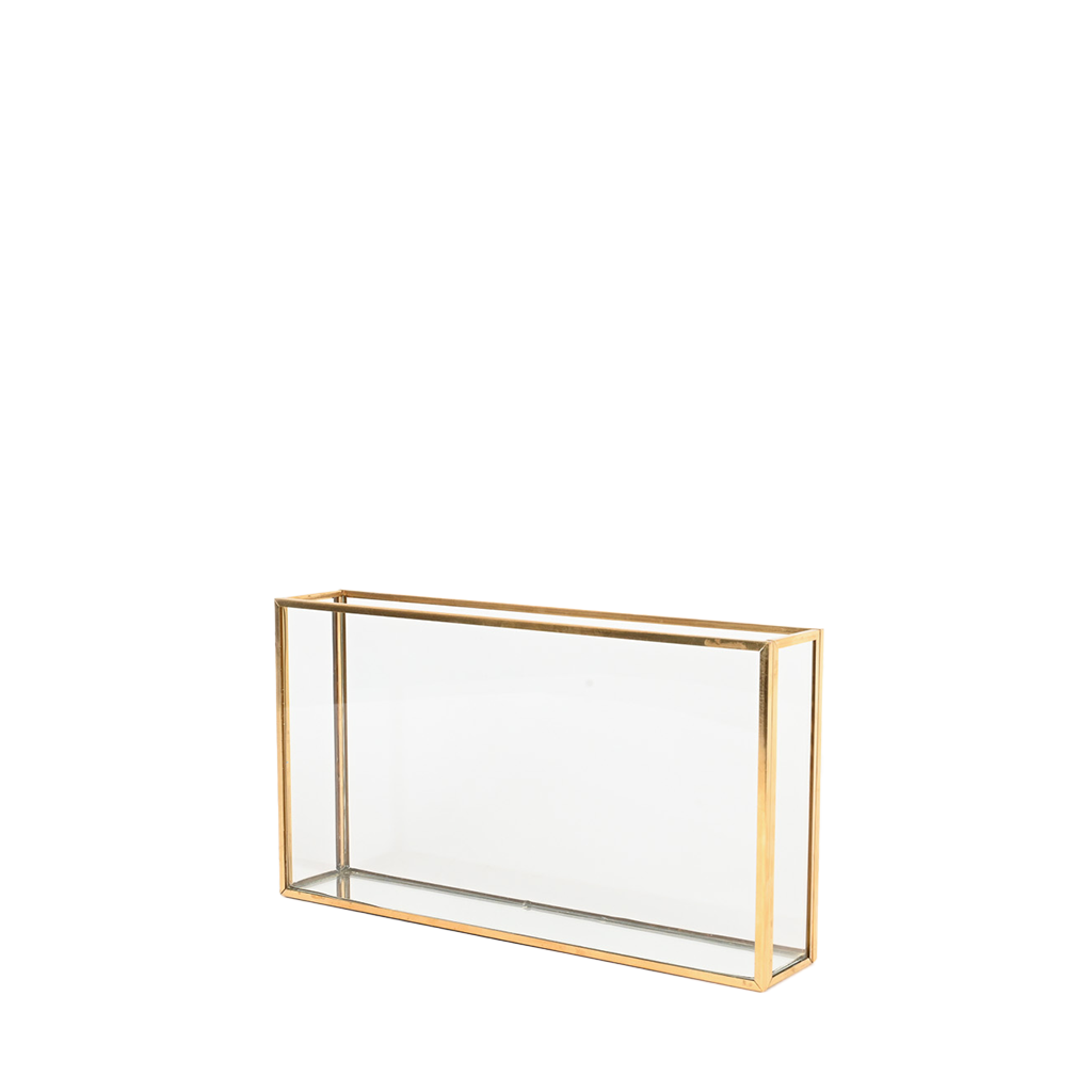 Square Gold Window Vase Blue Print