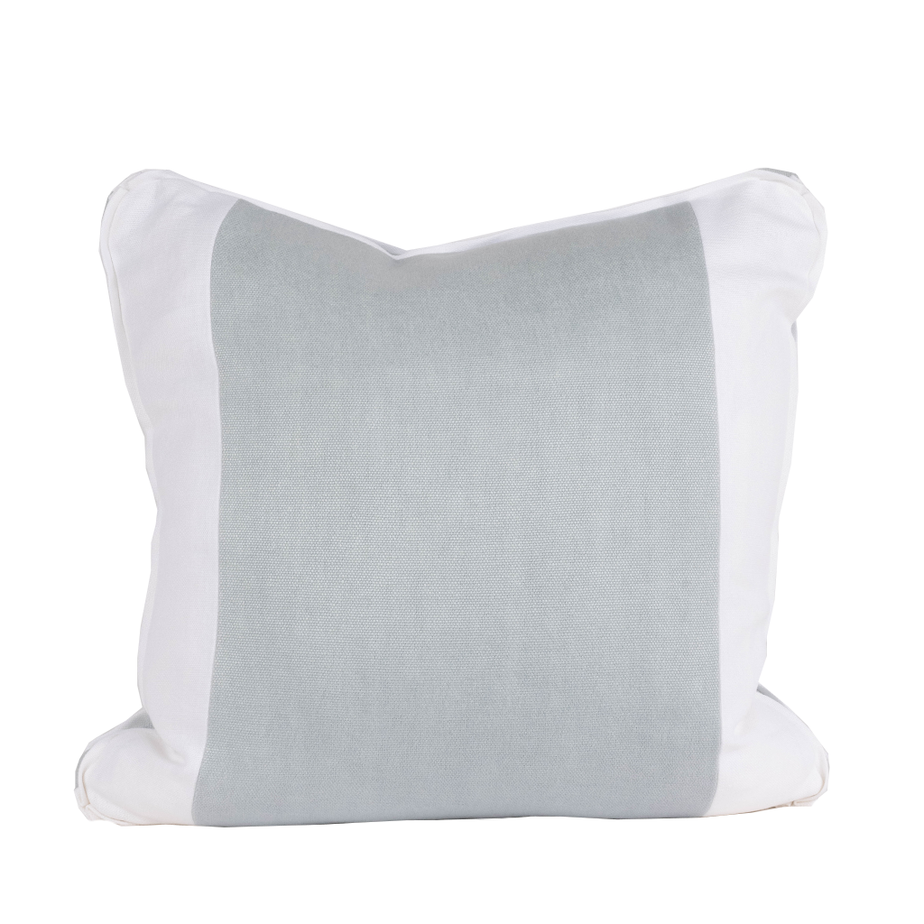 Light blue and white color block pillow