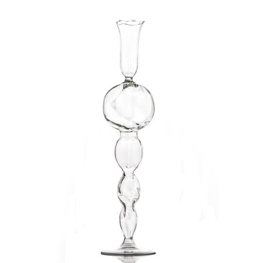 Mouth Blown Glass Candlestick Holder, Ball