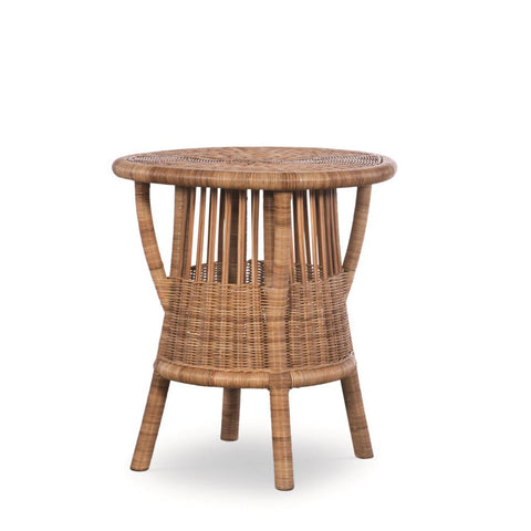 Round Wicker and Rattan Side Table