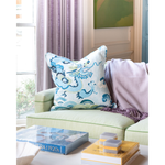 Blue Dragon Pillow on couch
