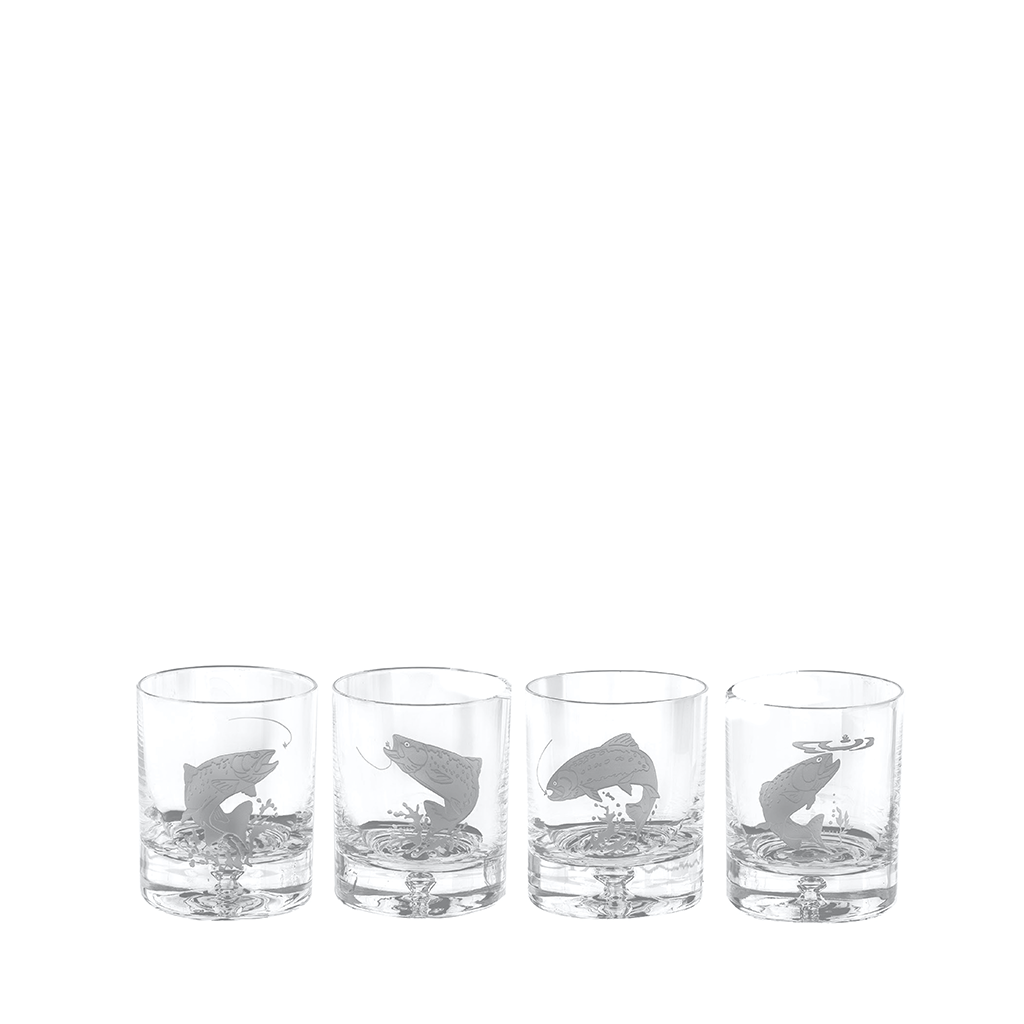 Julie Wear Fly Fishing Rocks Glasses, Set of 4