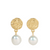 gold plated circle earrings with a 10mm pearl drop