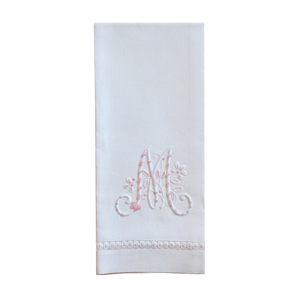Hand Towel with Embroidered Pink M