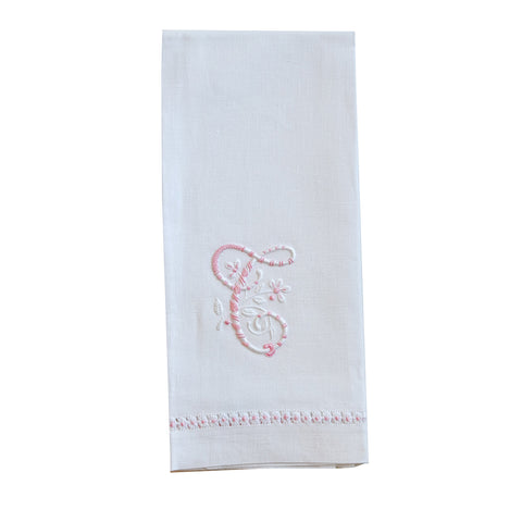 Hand Towel with embroidered pink T