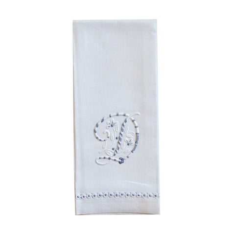 Hand Towel embroidered with gray D