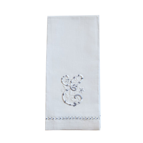 Hand Towel with embroidered gray E