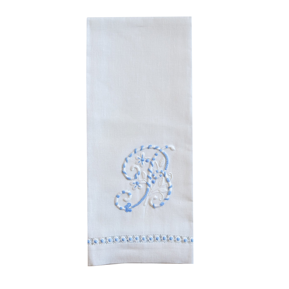 Blue Floral Initial Hand Towel