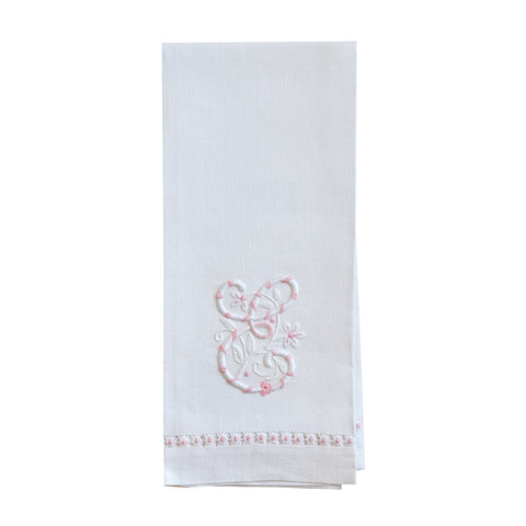 Hand Towel with Embroidered Pink E