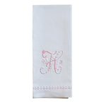Hand Towel with Embroidered Pink H